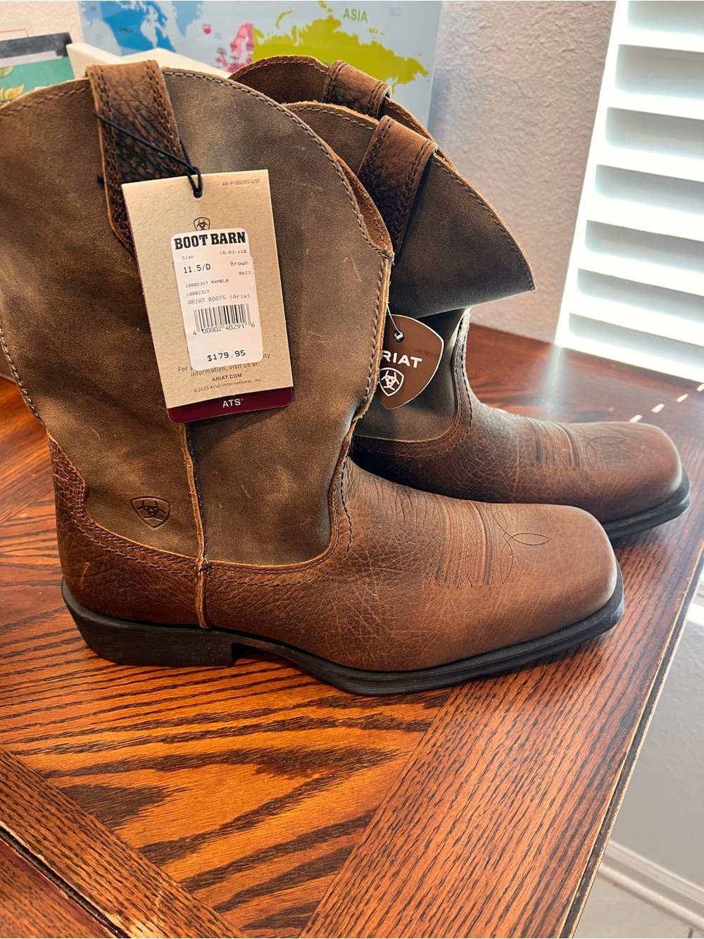 Ariat Two-Tone Brown Leather Western Work Boots
